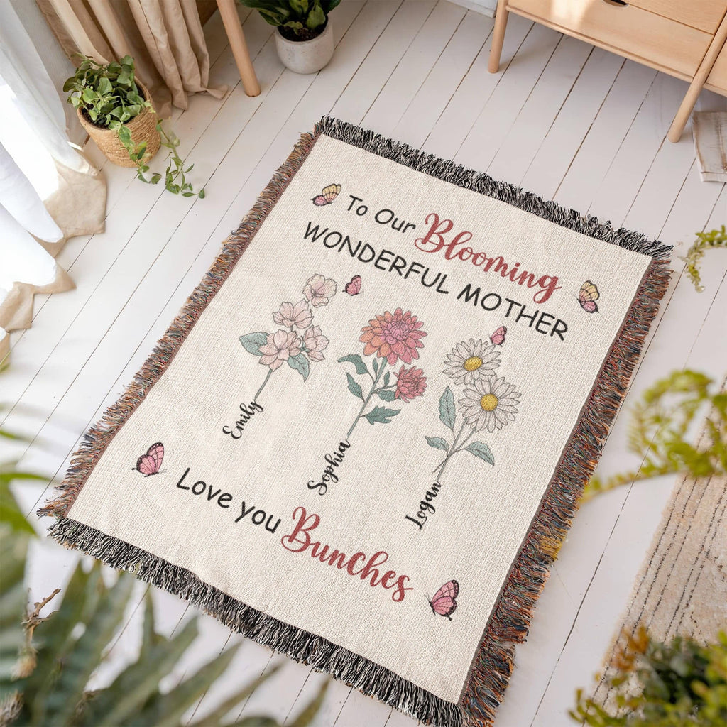 Blankets Personalized Blooming Wonderful Mother Woven Blanket – Custom Flower Name Family Throw, Mother’s Day Gift from childen Personalized Blooming Wonderful Mother Woven Blanket – Custom Flower Name Family Throw, Mother’s Day Gift from childen