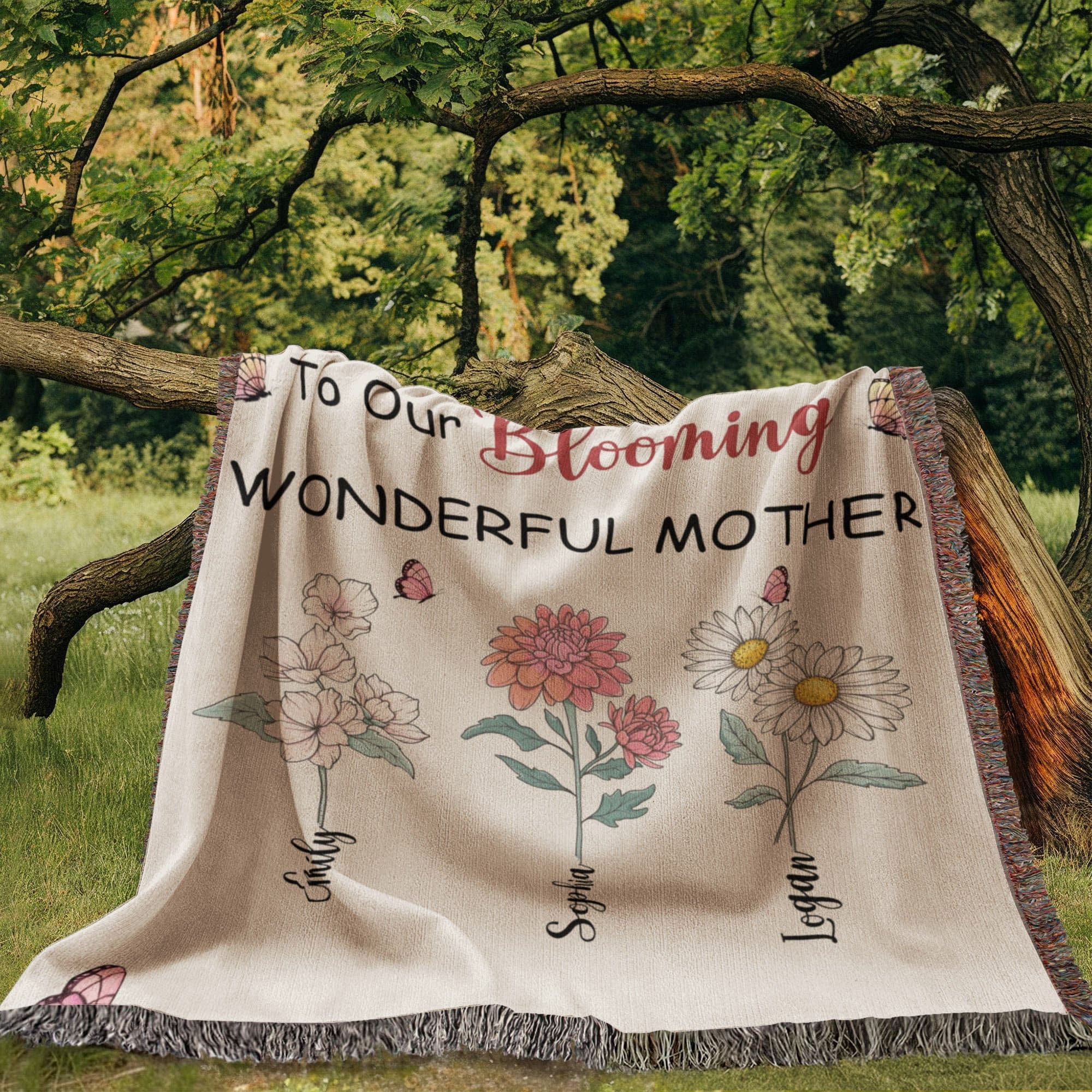 Blankets Personalized Blooming Wonderful Mother Woven Blanket – Custom Flower Name Family Throw, Mother’s Day Gift from childen Personalized Blooming Wonderful Mother Woven Blanket – Custom Flower Name Family Throw, Mother’s Day Gift from childen