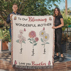 Blankets Personalized Blooming Wonderful Mother Woven Blanket – Custom Flower Name Family Throw, Mother’s Day Gift from childen Personalized Blooming Wonderful Mother Woven Blanket – Custom Flower Name Family Throw, Mother’s Day Gift from childen