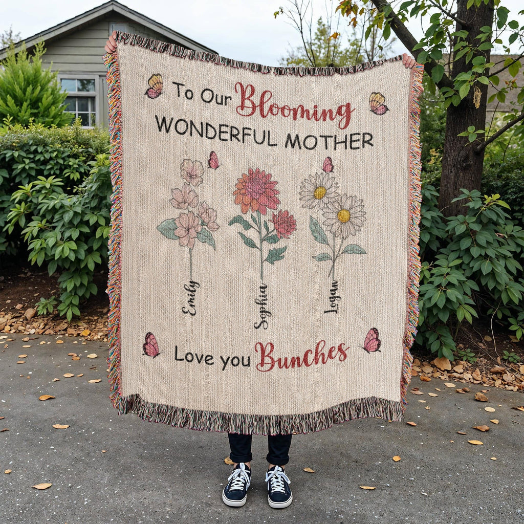 Blankets Personalized Blooming Wonderful Mother Woven Blanket – Custom Flower Name Family Throw, Mother’s Day Gift from childen Personalized Blooming Wonderful Mother Woven Blanket – Custom Flower Name Family Throw, Mother’s Day Gift from childen