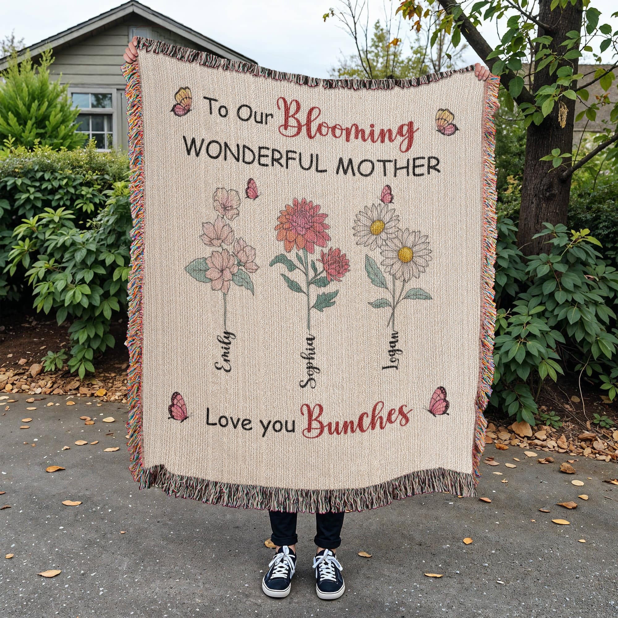 Blankets Personalized Blooming Wonderful Mother Woven Blanket – Custom Flower Name Family Throw, Mother’s Day Gift from childen Personalized Blooming Wonderful Mother Woven Blanket – Custom Flower Name Family Throw, Mother’s Day Gift from childen