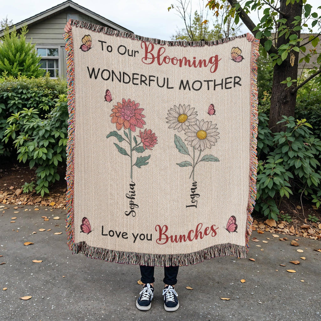 Blankets Personalized Blooming Wonderful Mother Woven Blanket – Custom Flower Name Family Throw, Mother’s Day Gift from childen Personalized Blooming Wonderful Mother Woven Blanket – Custom Flower Name Family Throw, Mother’s Day Gift from childen