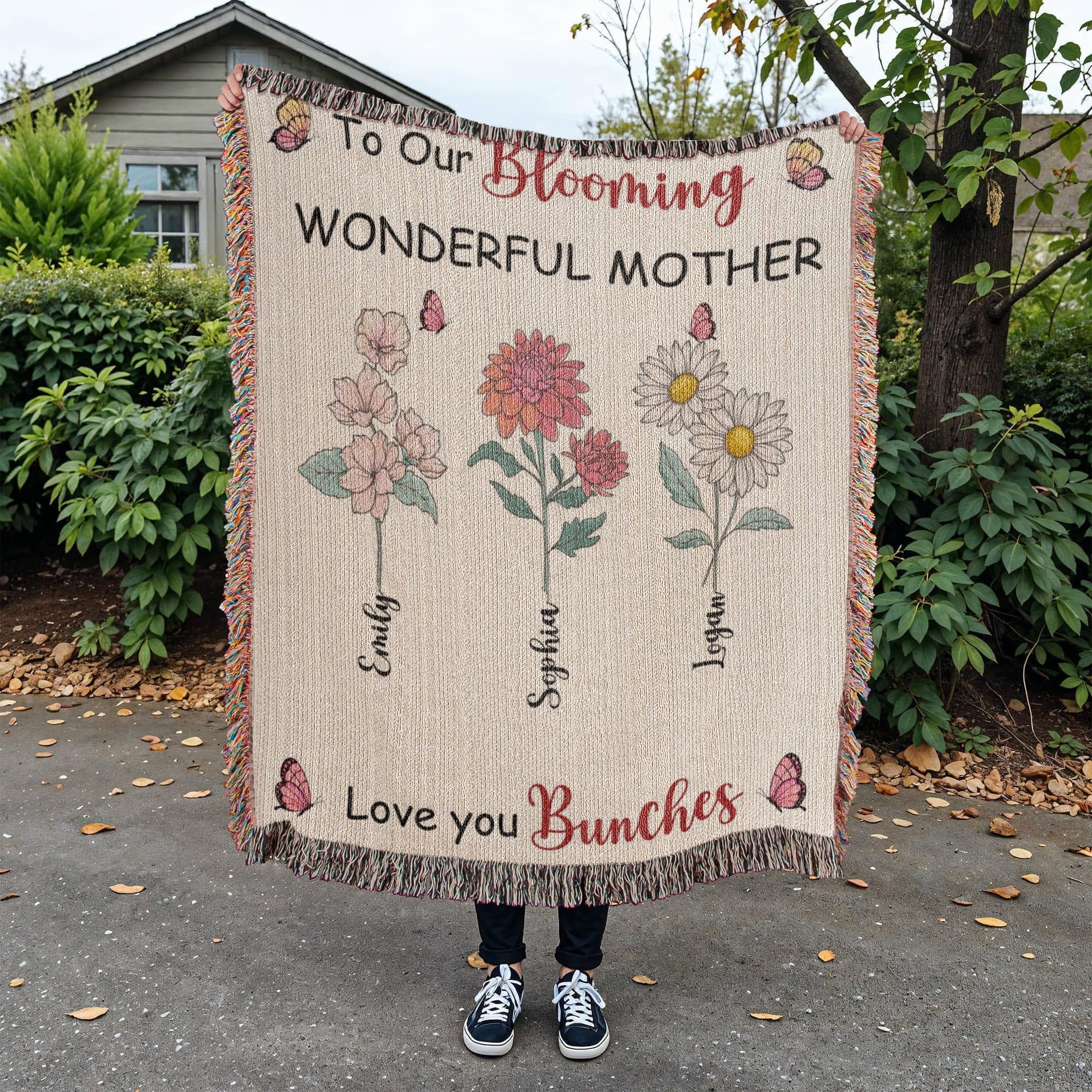 Blankets Personalized Blooming Wonderful Mother Woven Blanket – Custom Flower Name Family Throw, Mother’s Day Gift from childen Personalized Blooming Wonderful Mother Woven Blanket – Custom Flower Name Family Throw, Mother’s Day Gift from childen