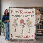 Blankets Personalized Blooming Wonderful Mother Woven Blanket – Custom Flower Name Family Throw, Mother’s Day Gift from childen Personalized Blooming Wonderful Mother Woven Blanket – Custom Flower Name Family Throw, Mother’s Day Gift from childen
