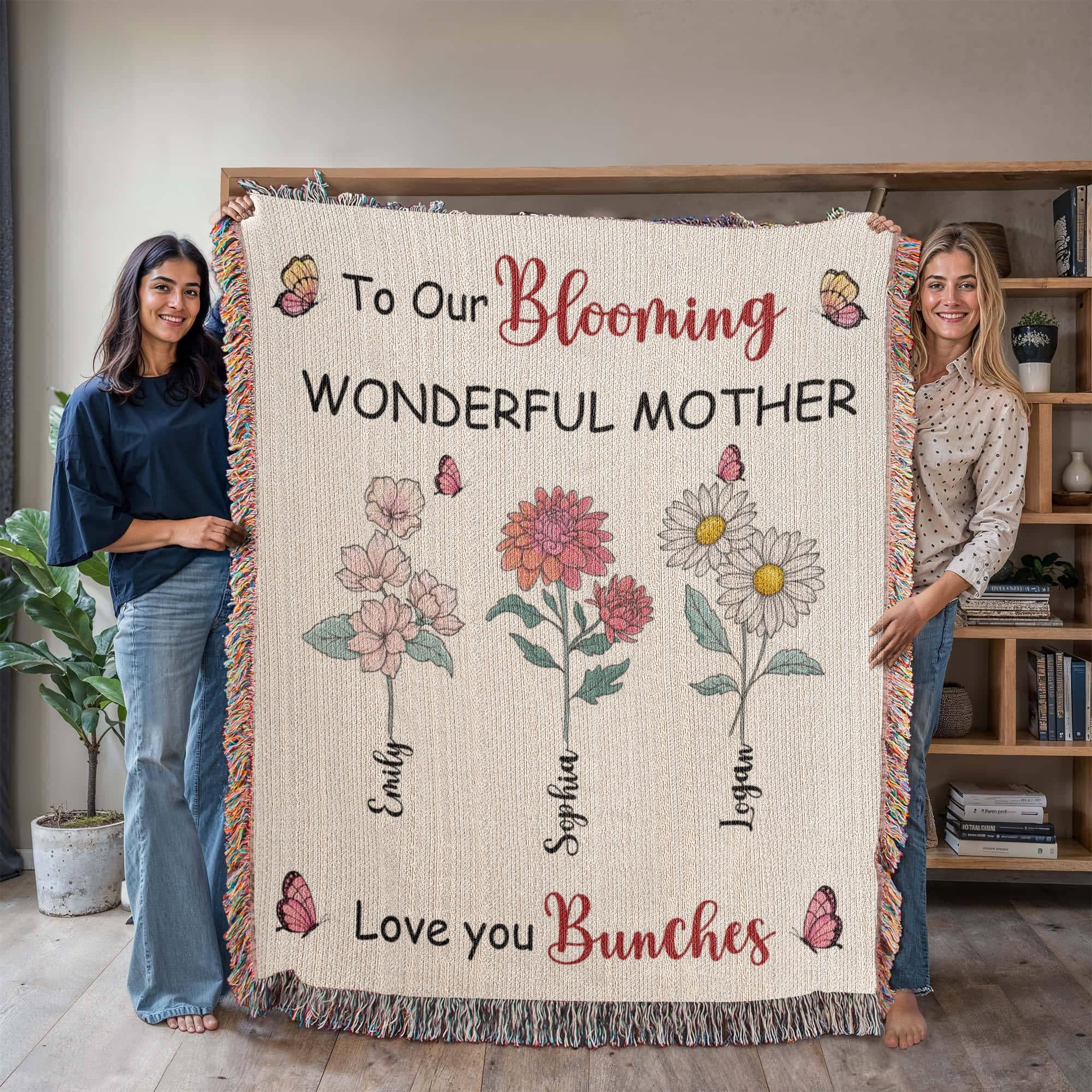 Blankets Personalized Blooming Wonderful Mother Woven Blanket – Custom Flower Name Family Throw, Mother’s Day Gift from childen Personalized Blooming Wonderful Mother Woven Blanket – Custom Flower Name Family Throw, Mother’s Day Gift from childen