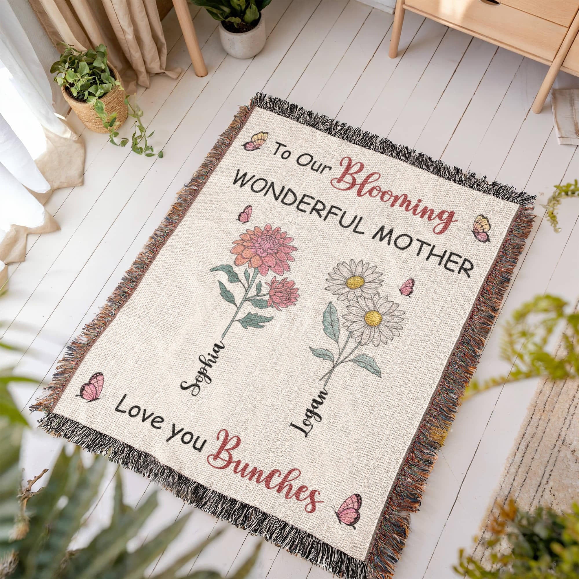 Blankets Personalized Blooming Wonderful Mother Woven Blanket – Custom Flower Name Family Throw, Mother’s Day Gift from childen Personalized Blooming Wonderful Mother Woven Blanket – Custom Flower Name Family Throw, Mother’s Day Gift from childen