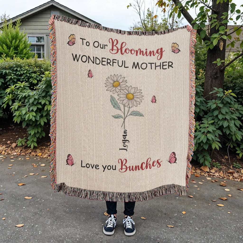 Blankets Personalized Blooming Wonderful Mother Woven Blanket – Custom Flower Name Family Throw, Mother’s Day Gift from childen Personalized Blooming Wonderful Mother Woven Blanket – Custom Flower Name Family Throw, Mother’s Day Gift from childen