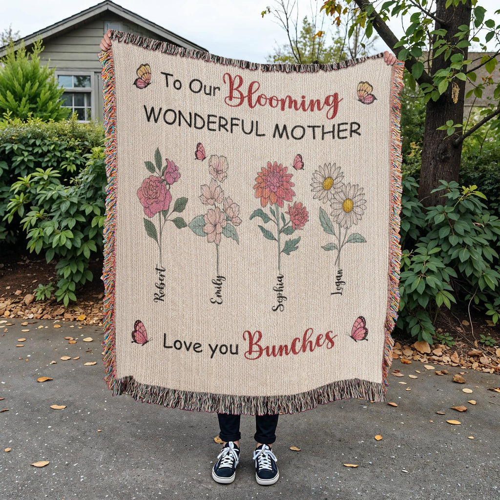 Blankets Personalized Blooming Wonderful Mother Woven Blanket – Custom Flower Name Family Throw, Mother’s Day Gift from childen Personalized Blooming Wonderful Mother Woven Blanket – Custom Flower Name Family Throw, Mother’s Day Gift from childen