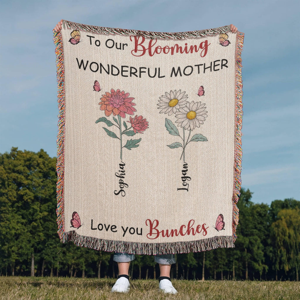 Blankets Personalized Blooming Wonderful Mother Woven Blanket – Custom Flower Name Family Throw, Mother’s Day Gift from childen Personalized Blooming Wonderful Mother Woven Blanket – Custom Flower Name Family Throw, Mother’s Day Gift from childen