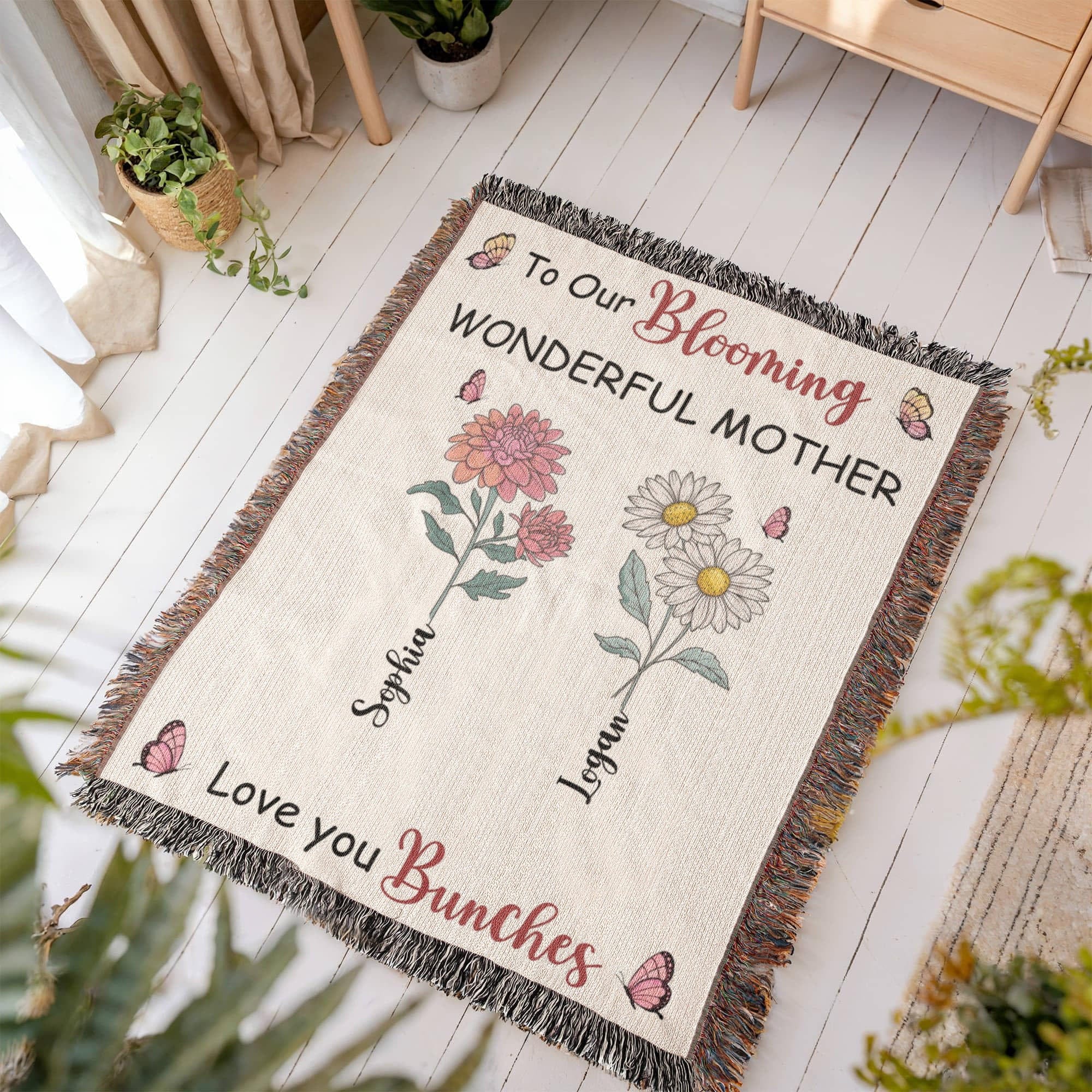 Blankets Personalized Blooming Wonderful Mother Woven Blanket – Custom Flower Name Family Throw, Mother’s Day Gift from childen Personalized Blooming Wonderful Mother Woven Blanket – Custom Flower Name Family Throw, Mother’s Day Gift from childen