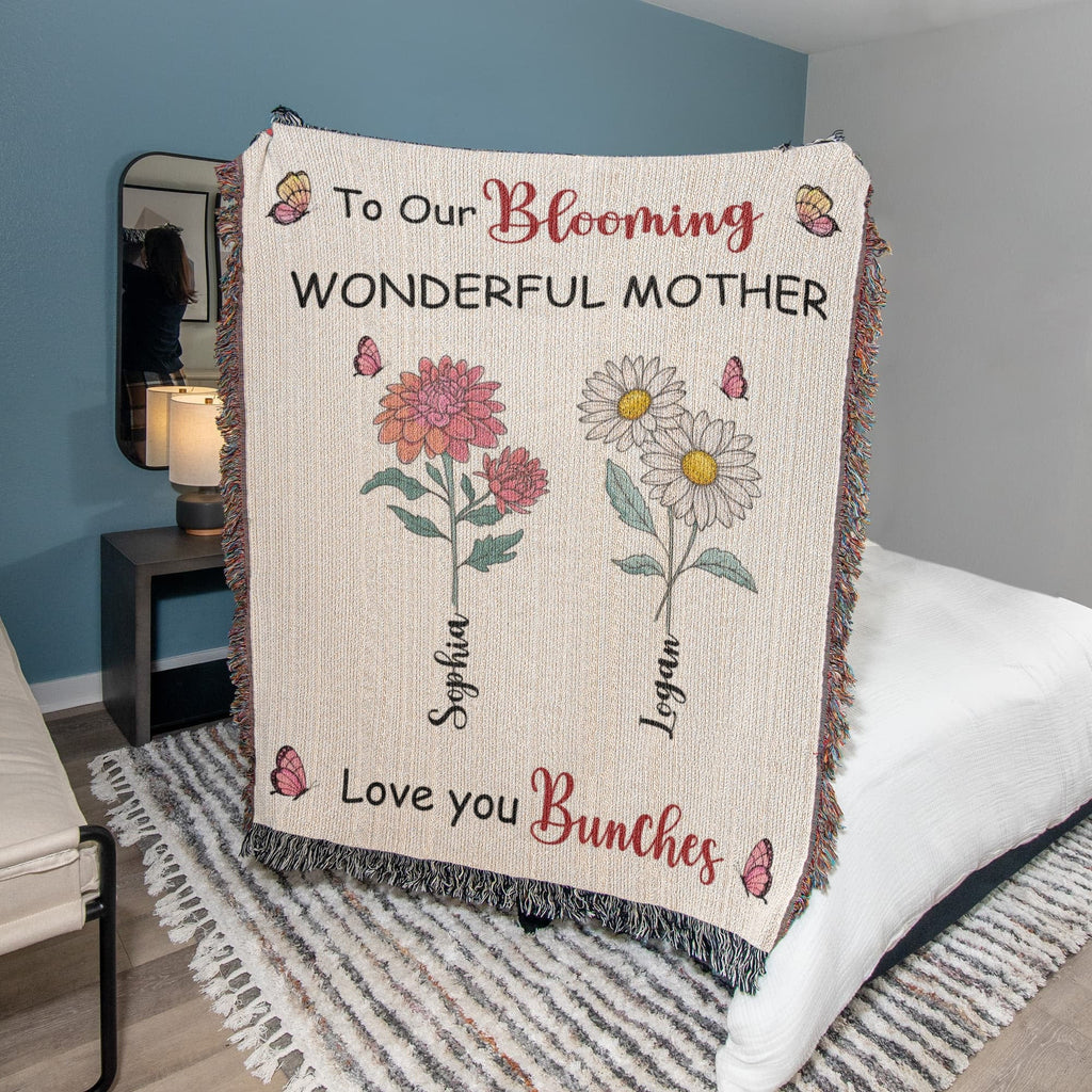 Blankets Personalized Blooming Wonderful Mother Woven Blanket – Custom Flower Name Family Throw, Mother’s Day Gift from childen Personalized Blooming Wonderful Mother Woven Blanket – Custom Flower Name Family Throw, Mother’s Day Gift from childen