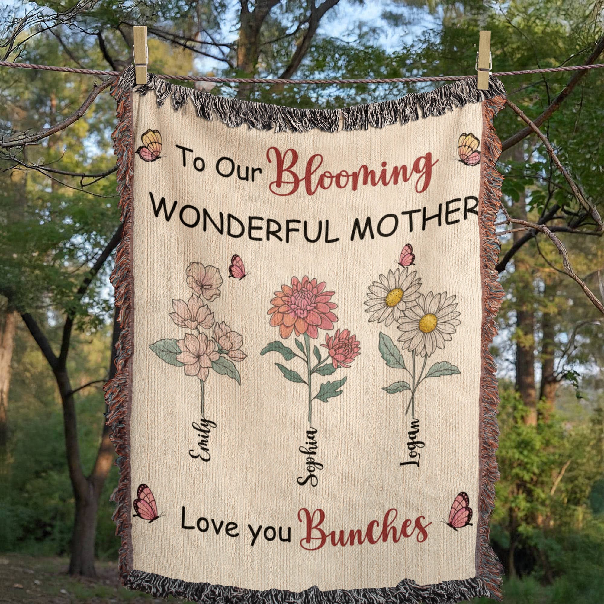 Blankets Personalized Blooming Wonderful Mother Woven Blanket – Custom Flower Name Family Throw, Mother’s Day Gift from childen Personalized Blooming Wonderful Mother Woven Blanket – Custom Flower Name Family Throw, Mother’s Day Gift from childen