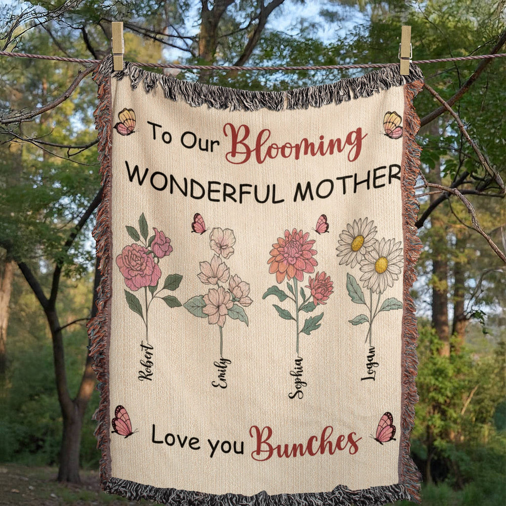 Blankets Personalized Blooming Wonderful Mother Woven Blanket – Custom Flower Name Family Throw, Mother’s Day Gift from childen Personalized Blooming Wonderful Mother Woven Blanket – Custom Flower Name Family Throw, Mother’s Day Gift from childen