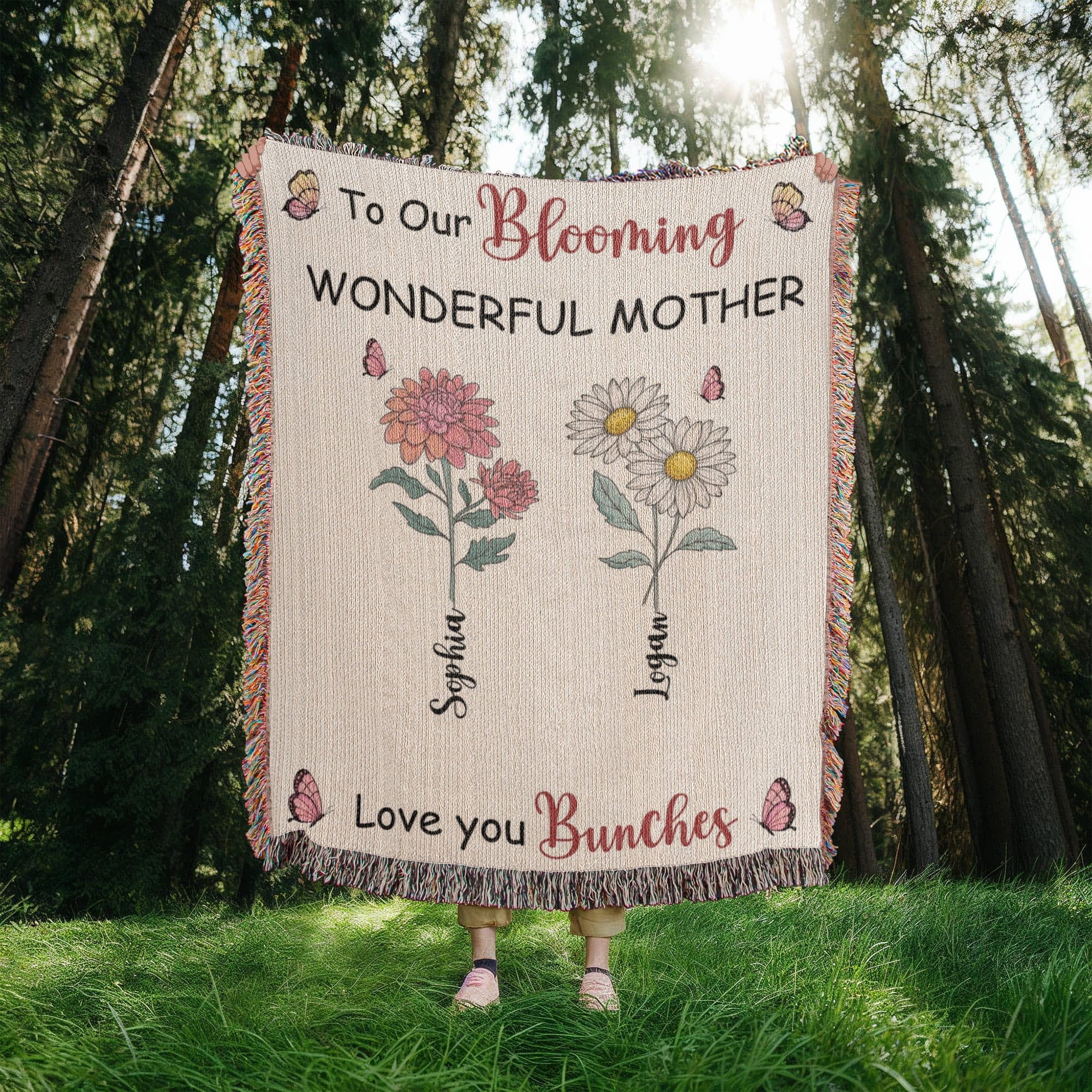 Blankets Personalized Blooming Wonderful Mother Woven Blanket – Custom Flower Name Family Throw, Mother’s Day Gift from childen Personalized Blooming Wonderful Mother Woven Blanket – Custom Flower Name Family Throw, Mother’s Day Gift from childen
