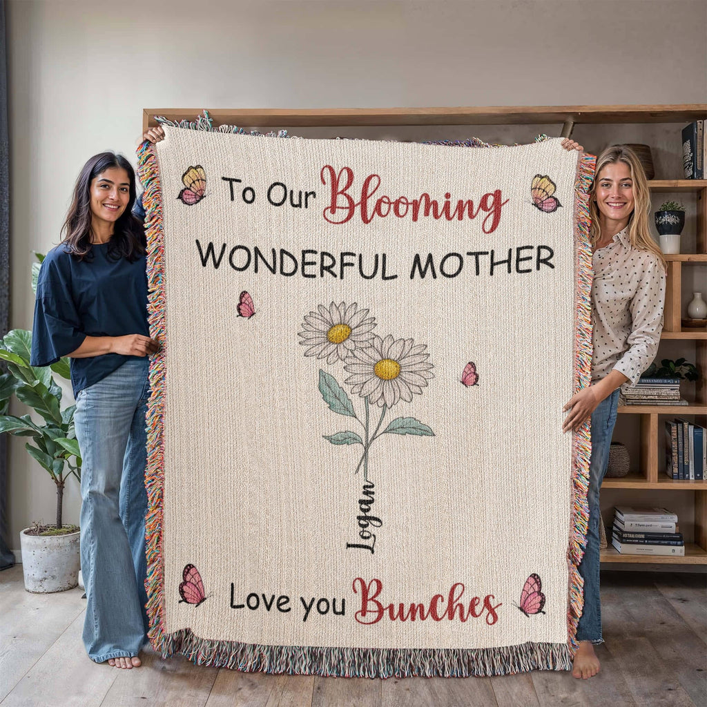 Blankets Personalized Blooming Wonderful Mother Woven Blanket – Custom Flower Name Family Throw, Mother’s Day Gift from childen Personalized Blooming Wonderful Mother Woven Blanket – Custom Flower Name Family Throw, Mother’s Day Gift from childen
