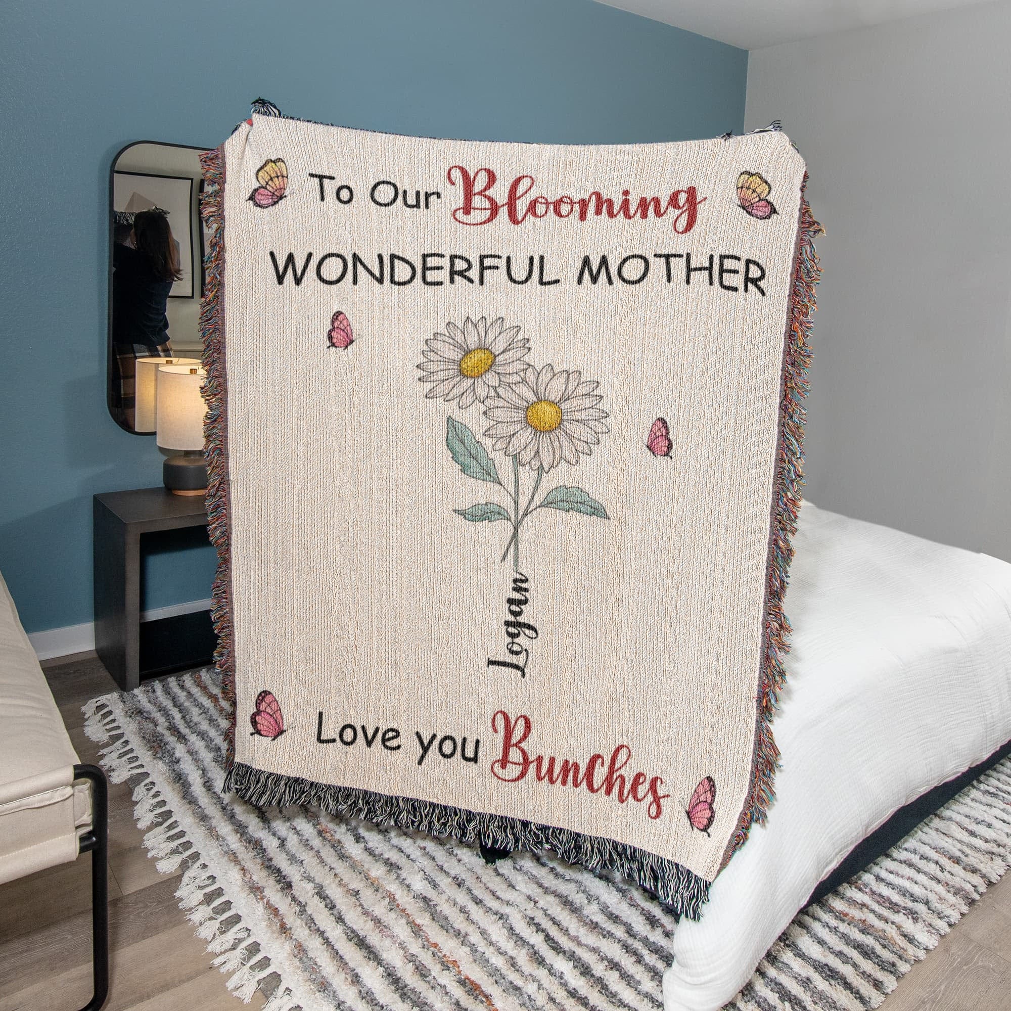 Blankets Personalized Blooming Wonderful Mother Woven Blanket – Custom Flower Name Family Throw, Mother’s Day Gift from childen Personalized Blooming Wonderful Mother Woven Blanket – Custom Flower Name Family Throw, Mother’s Day Gift from childen