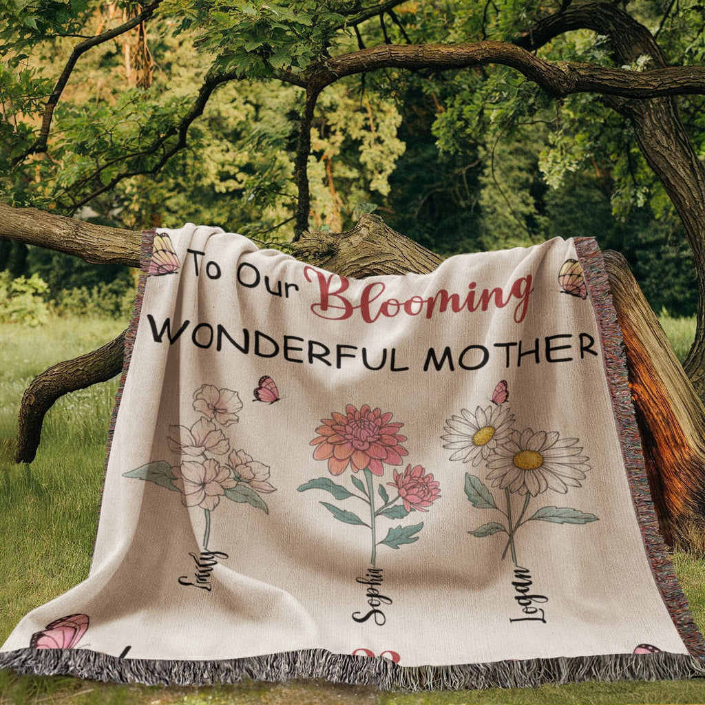 Blankets Personalized Blooming Wonderful Mother Woven Blanket – Custom Flower Name Family Throw, Mother’s Day Gift from childen Personalized Blooming Wonderful Mother Woven Blanket – Custom Flower Name Family Throw, Mother’s Day Gift from childen