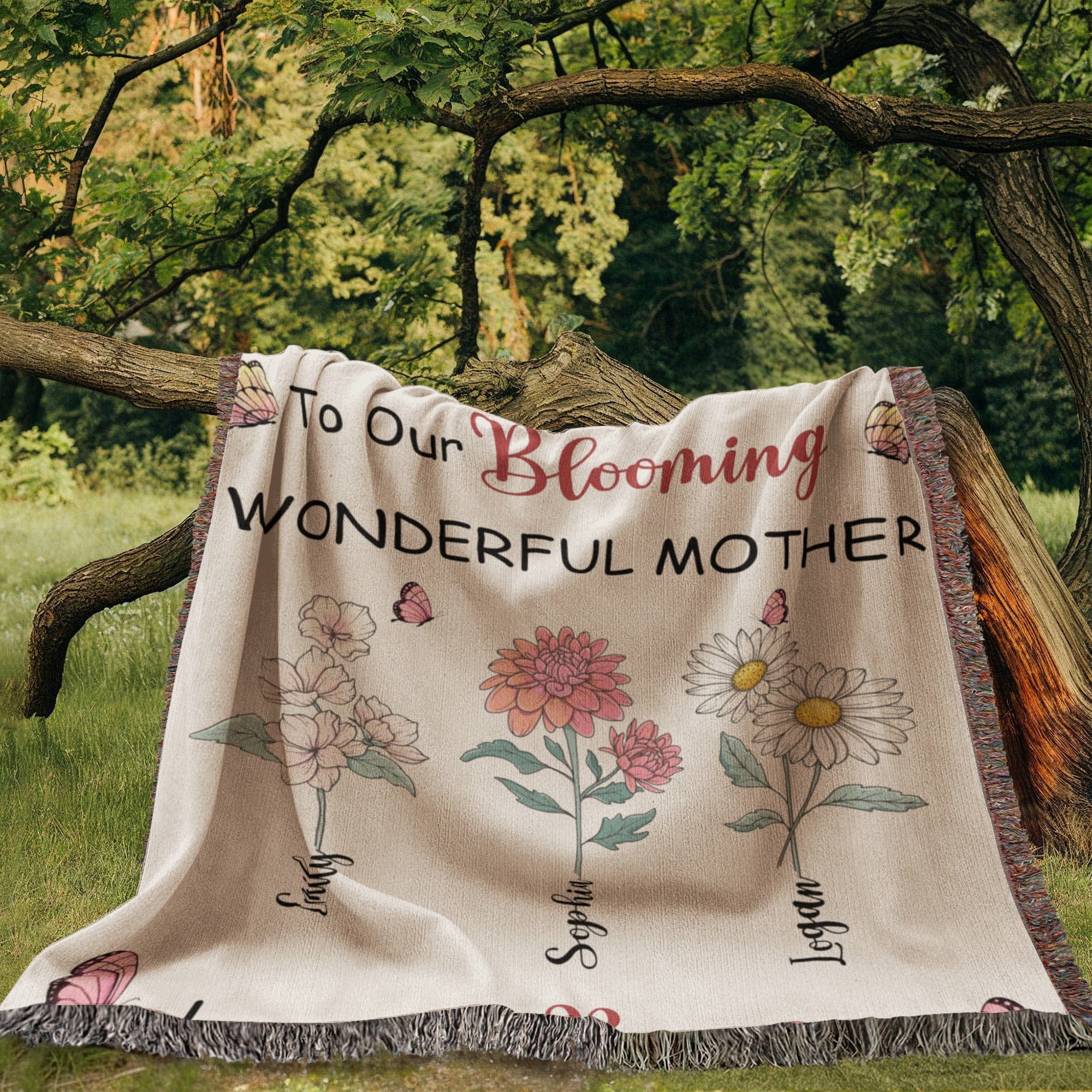 Blankets Personalized Blooming Wonderful Mother Woven Blanket – Custom Flower Name Family Throw, Mother’s Day Gift from childen Personalized Blooming Wonderful Mother Woven Blanket – Custom Flower Name Family Throw, Mother’s Day Gift from childen