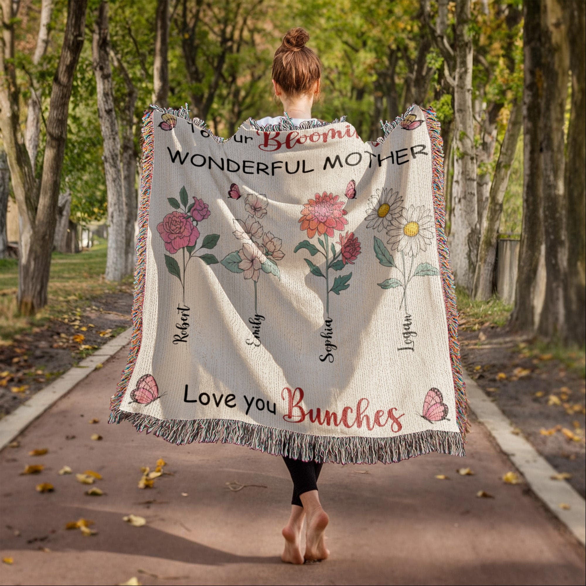 Personalized Blooming Wonderful Mother Woven Blanket – Custom Flower Name Family Throw, Mother’s Day Gift from childen Personalized Blooming Wonderful Mother Woven Blanket – Custom Flower Name Family Throw, Mother’s Day Gift from childen
