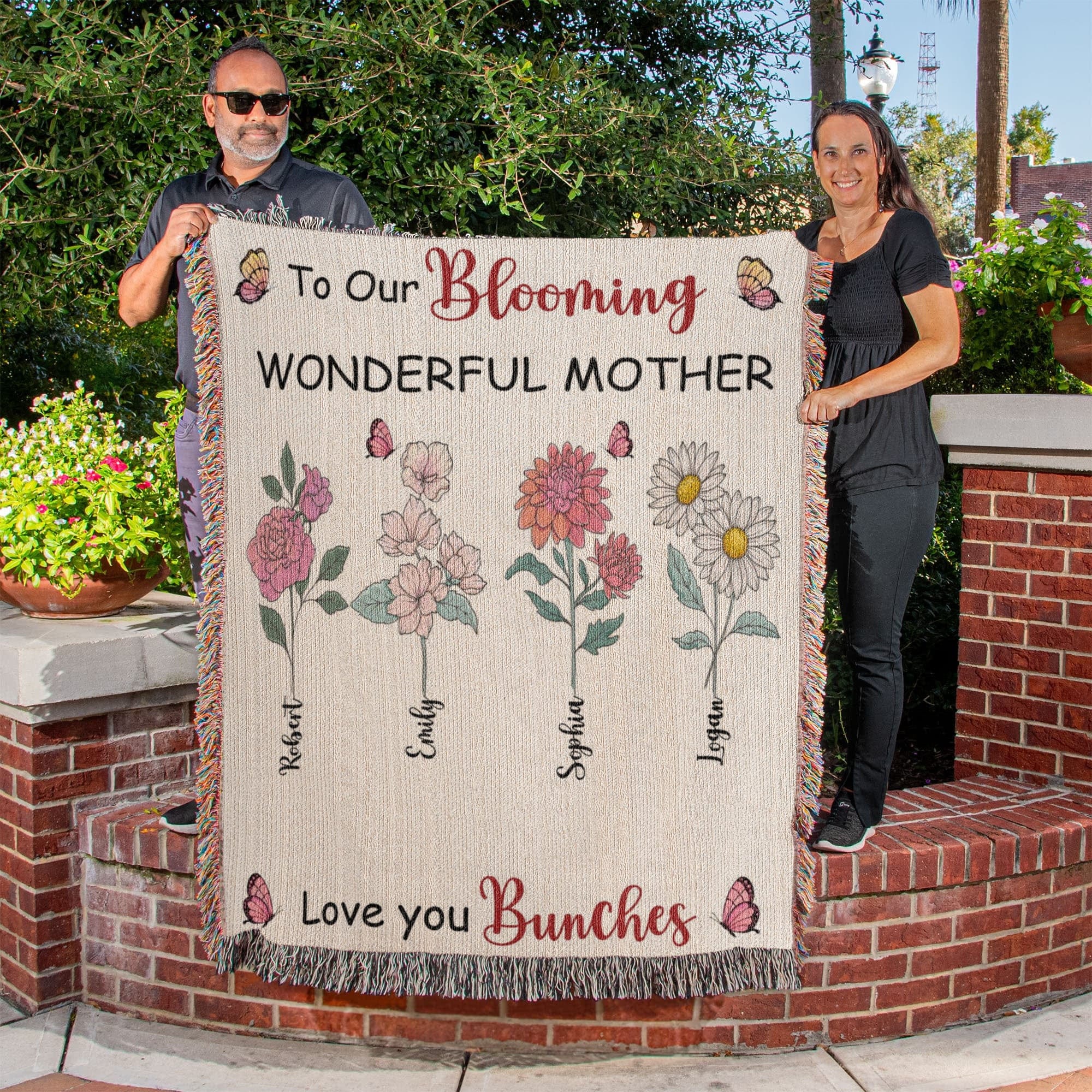 Personalized Blooming Wonderful Mother Woven Blanket – Custom Flower Name Family Throw, Mother’s Day Gift from childen Personalized Blooming Wonderful Mother Woven Blanket – Custom Flower Name Family Throw, Mother’s Day Gift from childen