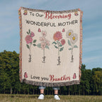 Personalized Blooming Wonderful Mother Woven Blanket – Custom Flower Name Family Throw, Mother’s Day Gift from childen Personalized Blooming Wonderful Mother Woven Blanket – Custom Flower Name Family Throw, Mother’s Day Gift from childen