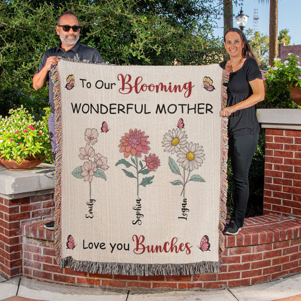 Blankets Personalized Blooming Wonderful Mother Woven Blanket – Custom Flower Name Family Throw, Mother’s Day Gift from childen Personalized Blooming Wonderful Mother Woven Blanket – Custom Flower Name Family Throw, Mother’s Day Gift from childen
