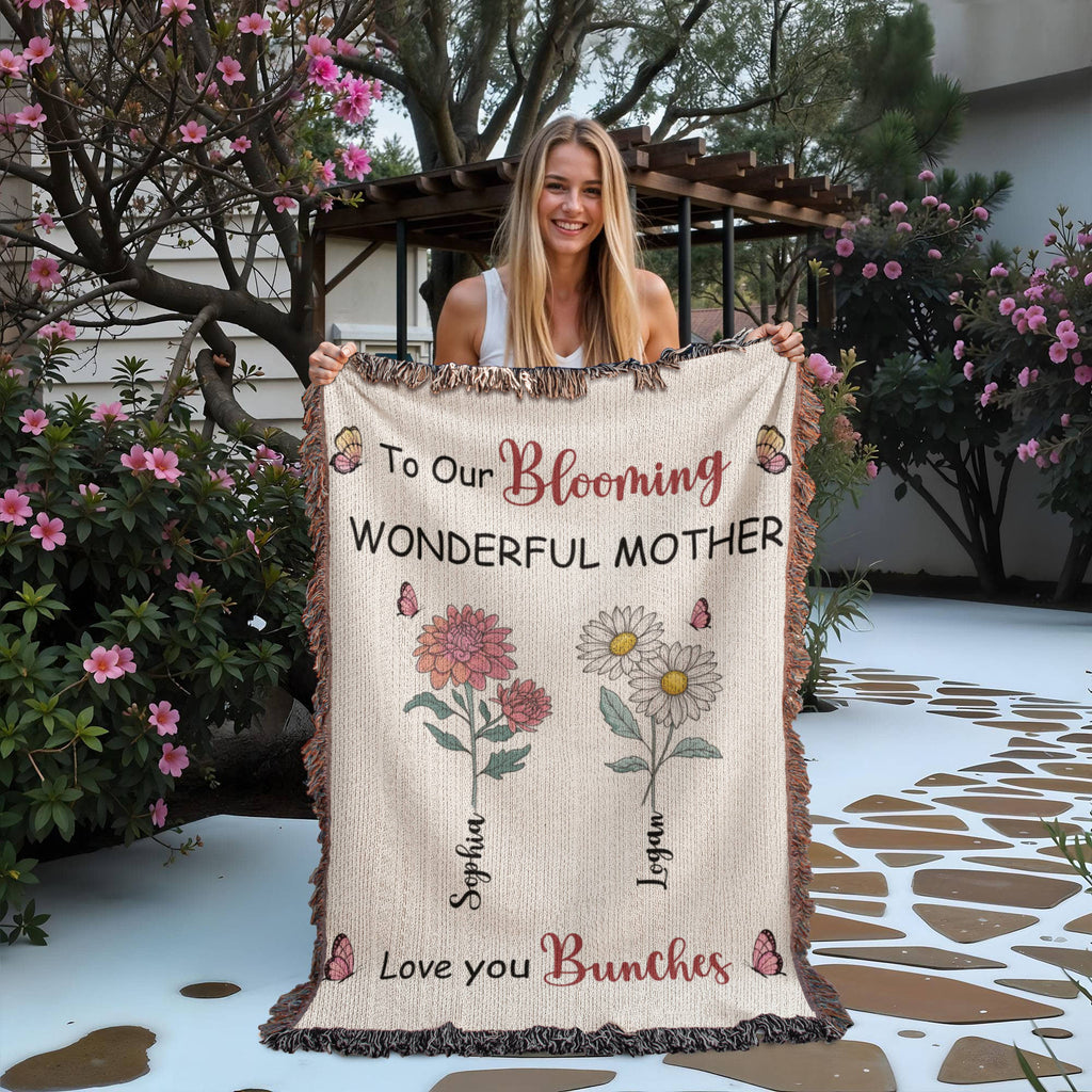 Blankets Personalized Blooming Wonderful Mother Woven Blanket – Custom Flower Name Family Throw, Mother’s Day Gift from childen Personalized Blooming Wonderful Mother Woven Blanket – Custom Flower Name Family Throw, Mother’s Day Gift from childen