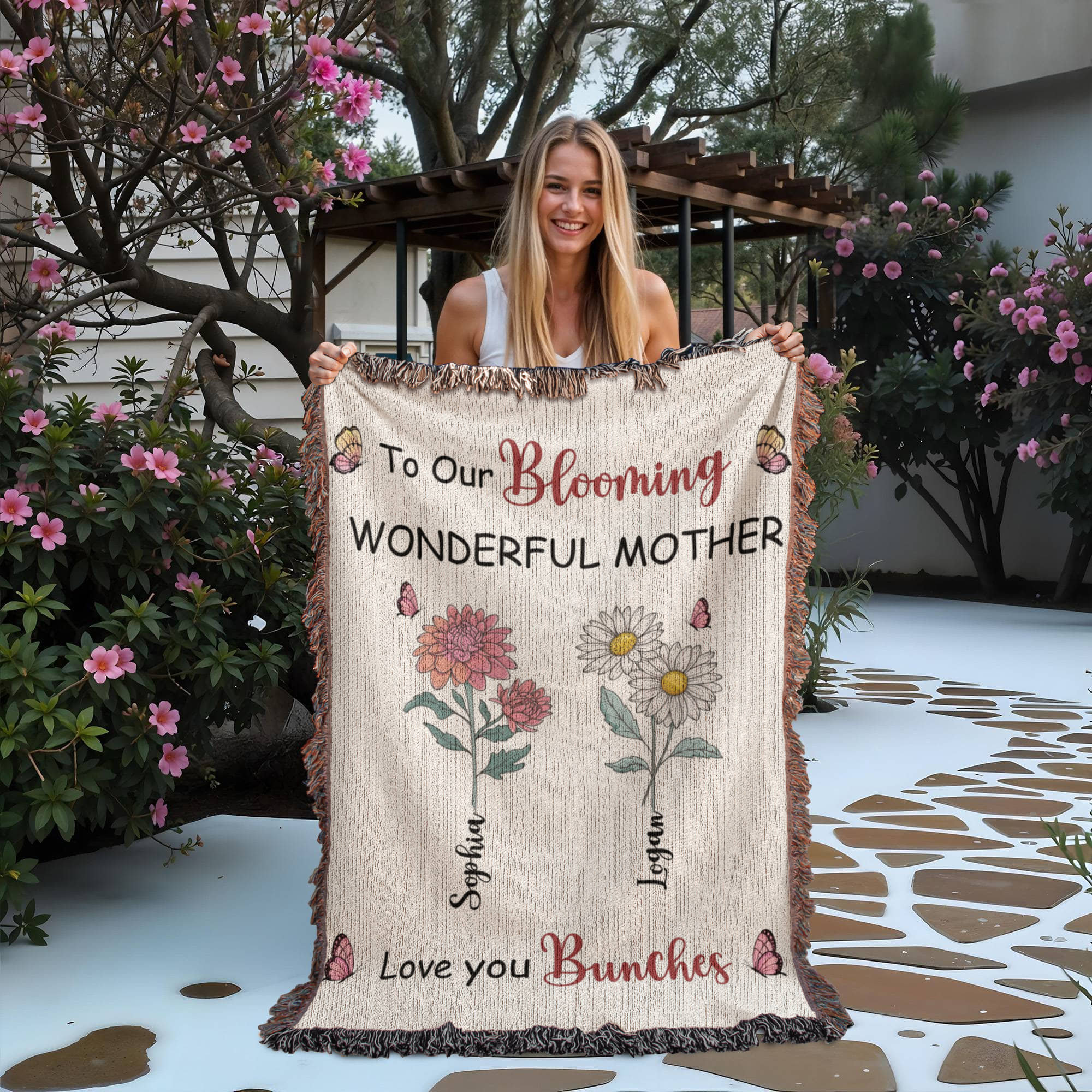 Blankets Personalized Blooming Wonderful Mother Woven Blanket – Custom Flower Name Family Throw, Mother’s Day Gift from childen Personalized Blooming Wonderful Mother Woven Blanket – Custom Flower Name Family Throw, Mother’s Day Gift from childen
