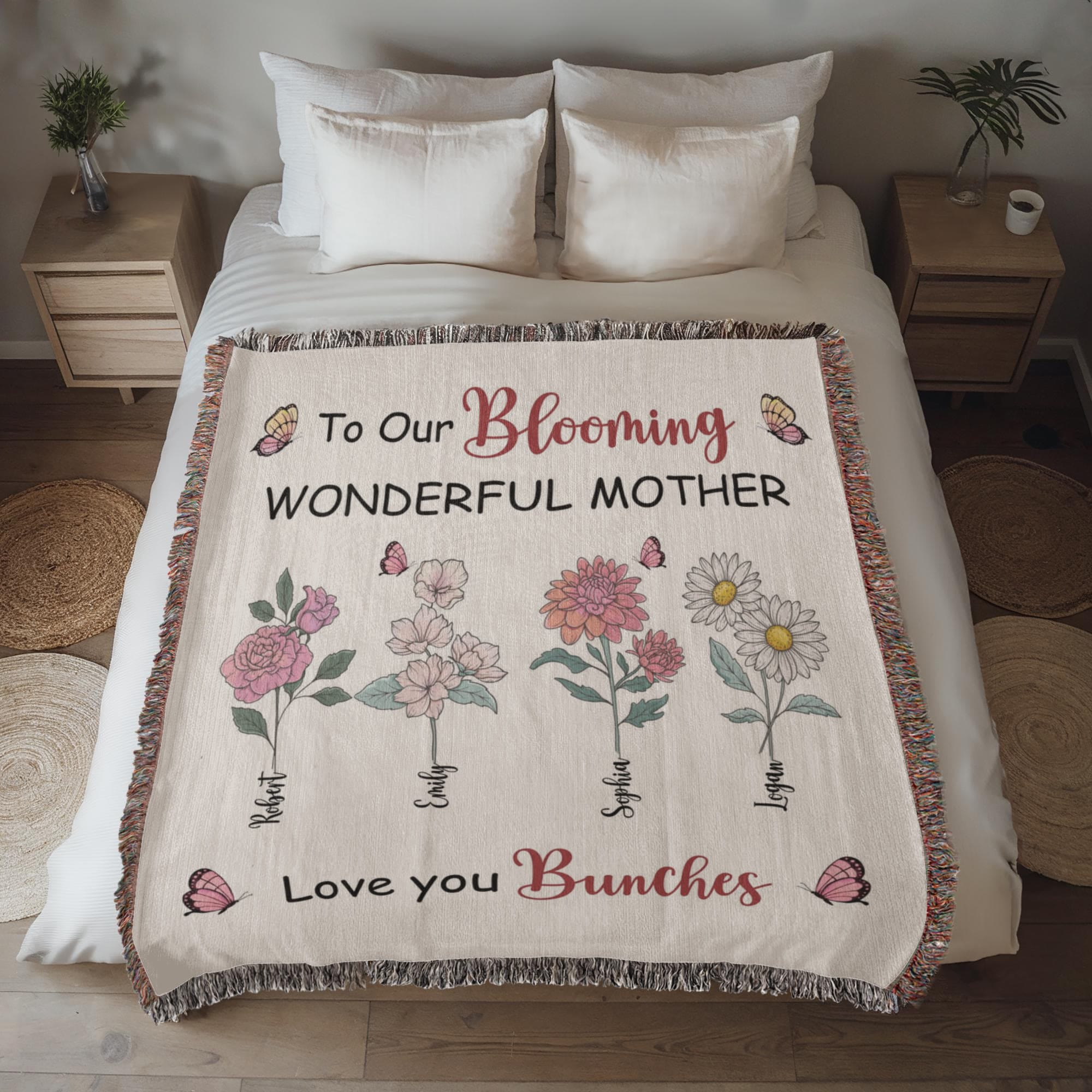 Blankets Personalized Blooming Wonderful Mother Woven Blanket – Custom Flower Name Family Throw, Mother’s Day Gift from childen Personalized Blooming Wonderful Mother Woven Blanket – Custom Flower Name Family Throw, Mother’s Day Gift from childen