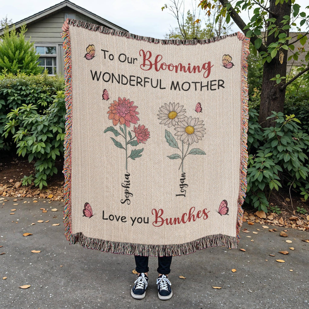 Blankets Personalized Blooming Wonderful Mother Woven Blanket – Custom Flower Name Family Throw, Mother’s Day Gift from childen Personalized Blooming Wonderful Mother Woven Blanket – Custom Flower Name Family Throw, Mother’s Day Gift from childen