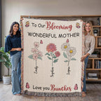 Blankets Personalized Blooming Wonderful Mother Woven Blanket – Custom Flower Name Family Throw, Mother’s Day Gift from childen Personalized Blooming Wonderful Mother Woven Blanket – Custom Flower Name Family Throw, Mother’s Day Gift from childen