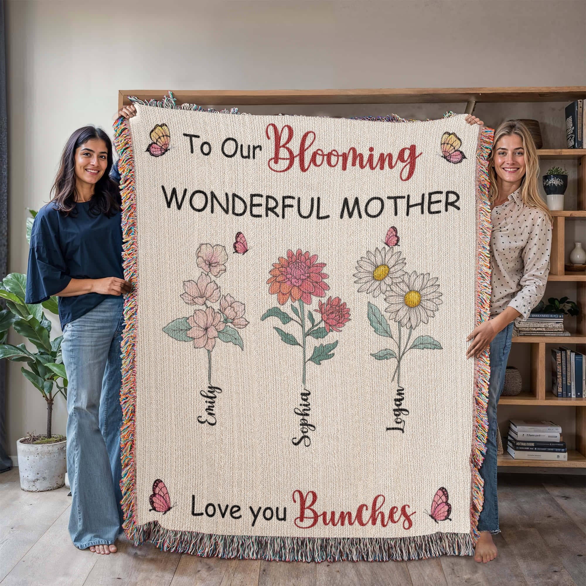 Blankets Personalized Blooming Wonderful Mother Woven Blanket – Custom Flower Name Family Throw, Mother’s Day Gift from childen Personalized Blooming Wonderful Mother Woven Blanket – Custom Flower Name Family Throw, Mother’s Day Gift from childen
