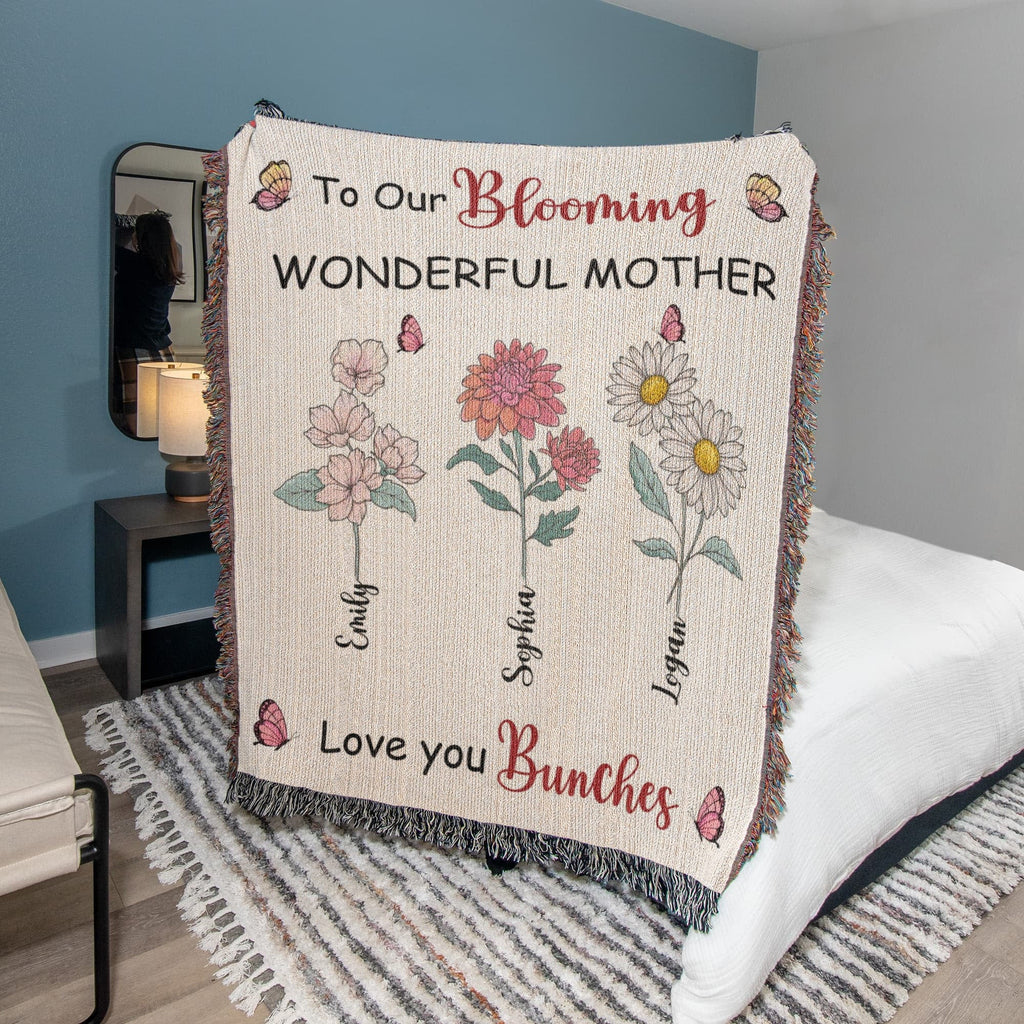 Blankets Personalized Blooming Wonderful Mother Woven Blanket – Custom Flower Name Family Throw, Mother’s Day Gift from childen Personalized Blooming Wonderful Mother Woven Blanket – Custom Flower Name Family Throw, Mother’s Day Gift from childen