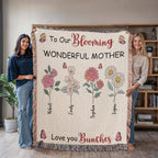 Personalized Blooming Wonderful Mother Woven Blanket – Custom Flower Name Family Throw, Mother’s Day Gift from childen Personalized Blooming Wonderful Mother Woven Blanket – Custom Flower Name Family Throw, Mother’s Day Gift from childen