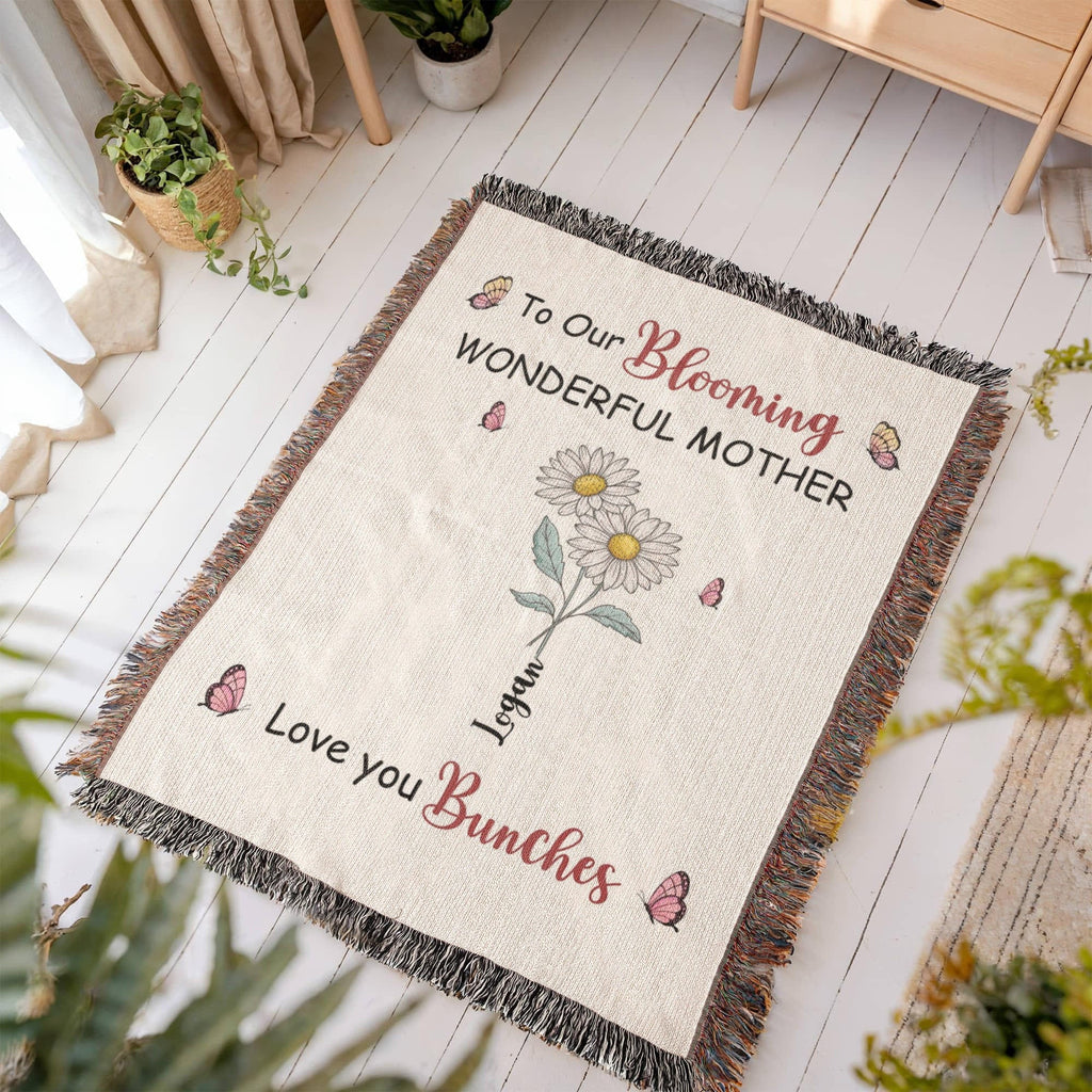 Blankets Personalized Blooming Wonderful Mother Woven Blanket – Custom Flower Name Family Throw, Mother’s Day Gift from childen Personalized Blooming Wonderful Mother Woven Blanket – Custom Flower Name Family Throw, Mother’s Day Gift from childen