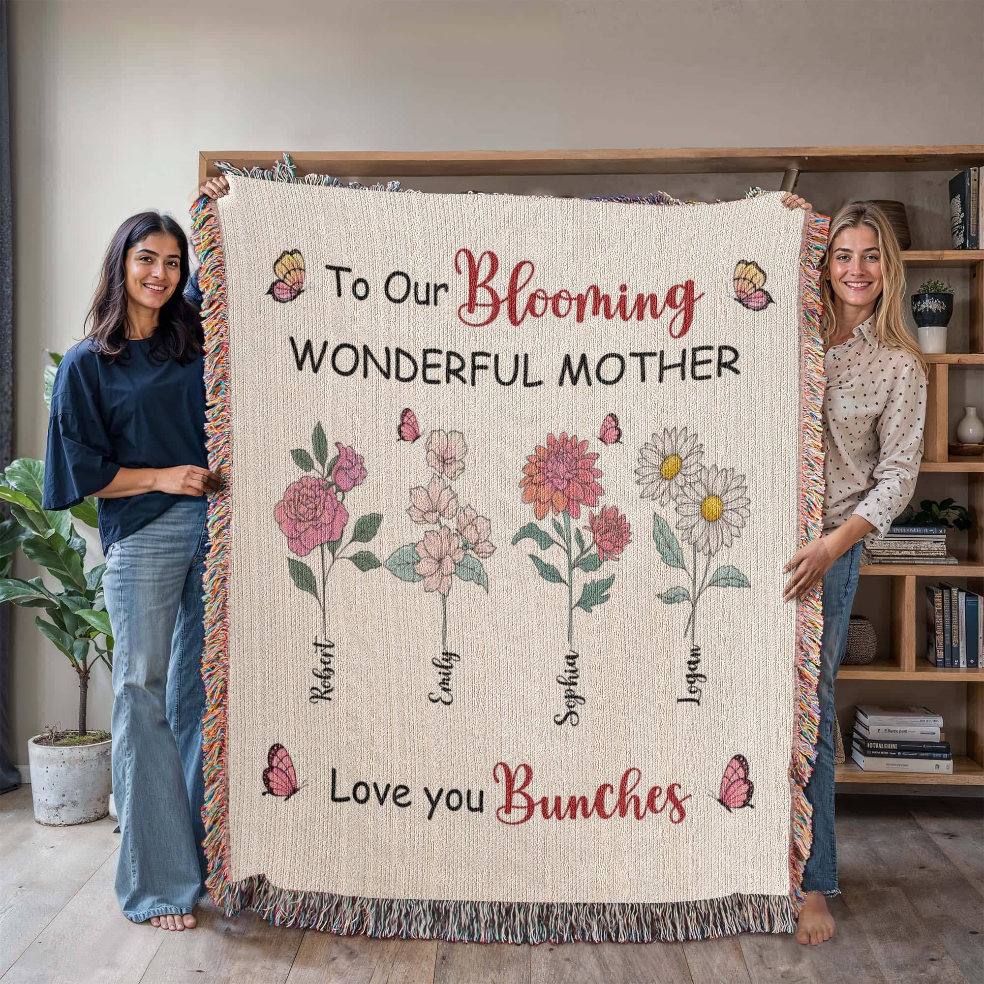 Blankets Personalized Blooming Wonderful Mother Woven Blanket – Custom Flower Name Family Throw, Mother’s Day Gift from childen Personalized Blooming Wonderful Mother Woven Blanket – Custom Flower Name Family Throw, Mother’s Day Gift from childen