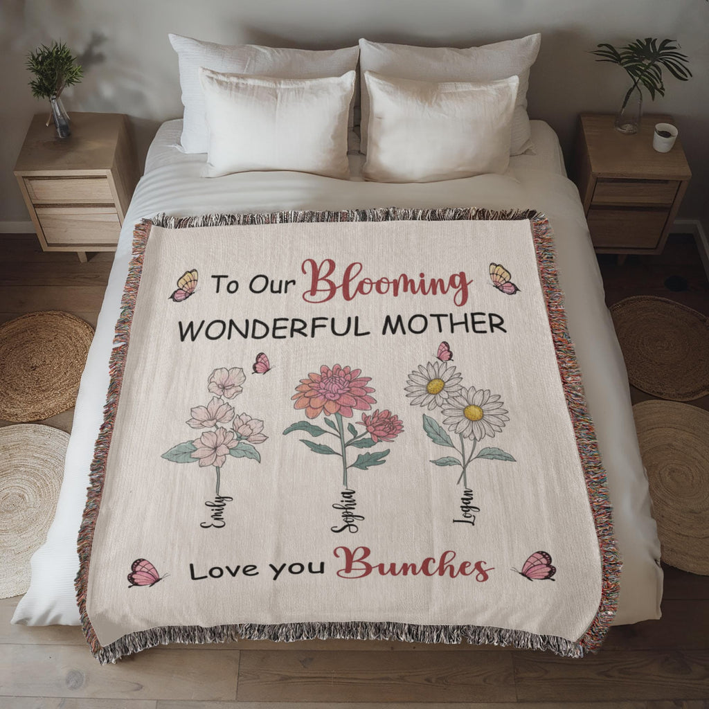 Blankets Personalized Blooming Wonderful Mother Woven Blanket – Custom Flower Name Family Throw, Mother’s Day Gift from childen Personalized Blooming Wonderful Mother Woven Blanket – Custom Flower Name Family Throw, Mother’s Day Gift from childen