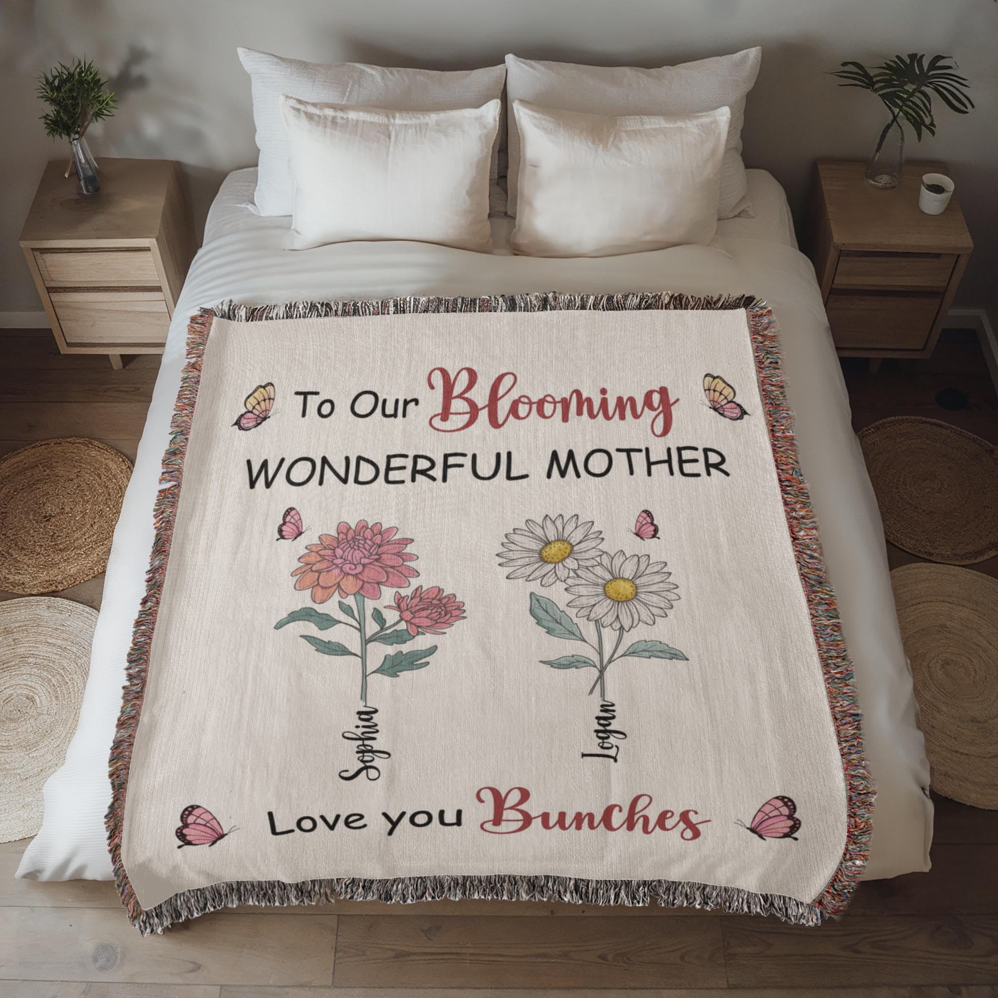 Blankets Personalized Blooming Wonderful Mother Woven Blanket – Custom Flower Name Family Throw, Mother’s Day Gift from childen Personalized Blooming Wonderful Mother Woven Blanket – Custom Flower Name Family Throw, Mother’s Day Gift from childen