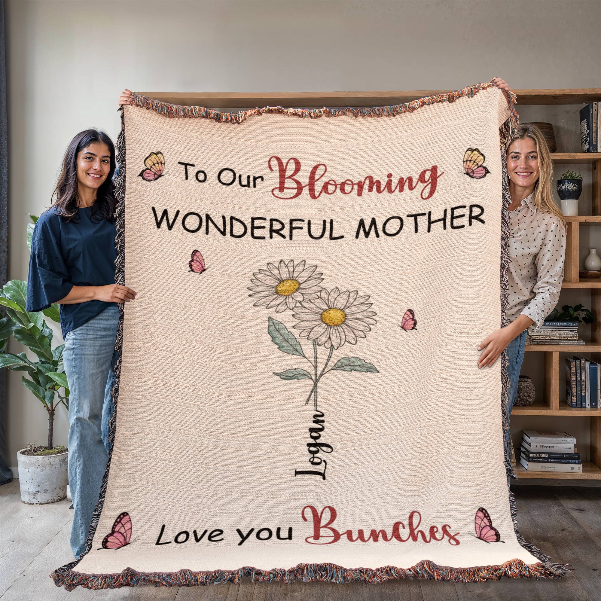 Personalized Blooming Wonderful Mother Woven Blanket – Custom Flower Name Family Throw, Mother’s Day Gift from childen Personalized Blooming Wonderful Mother Woven Blanket – Custom Flower Name Family Throw, Mother’s Day Gift from childen
