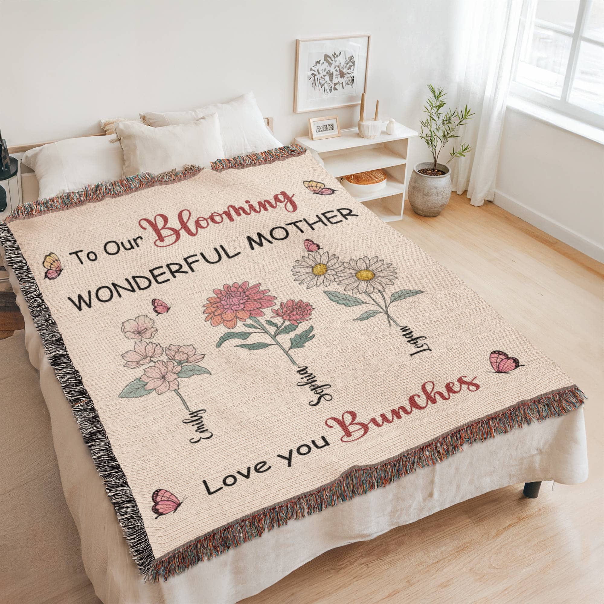 Personalized Blooming Wonderful Mother Blanket
