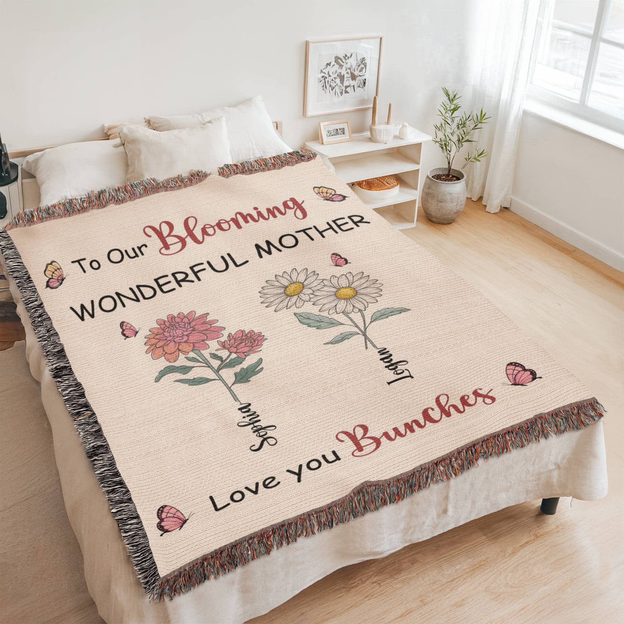 Personalized Blooming Wonderful Mother Woven Blanket – Custom Flower Name Family Throw, Mother’s Day Gift from childen Personalized Blooming Wonderful Mother Woven Blanket – Custom Flower Name Family Throw, Mother’s Day Gift from childen