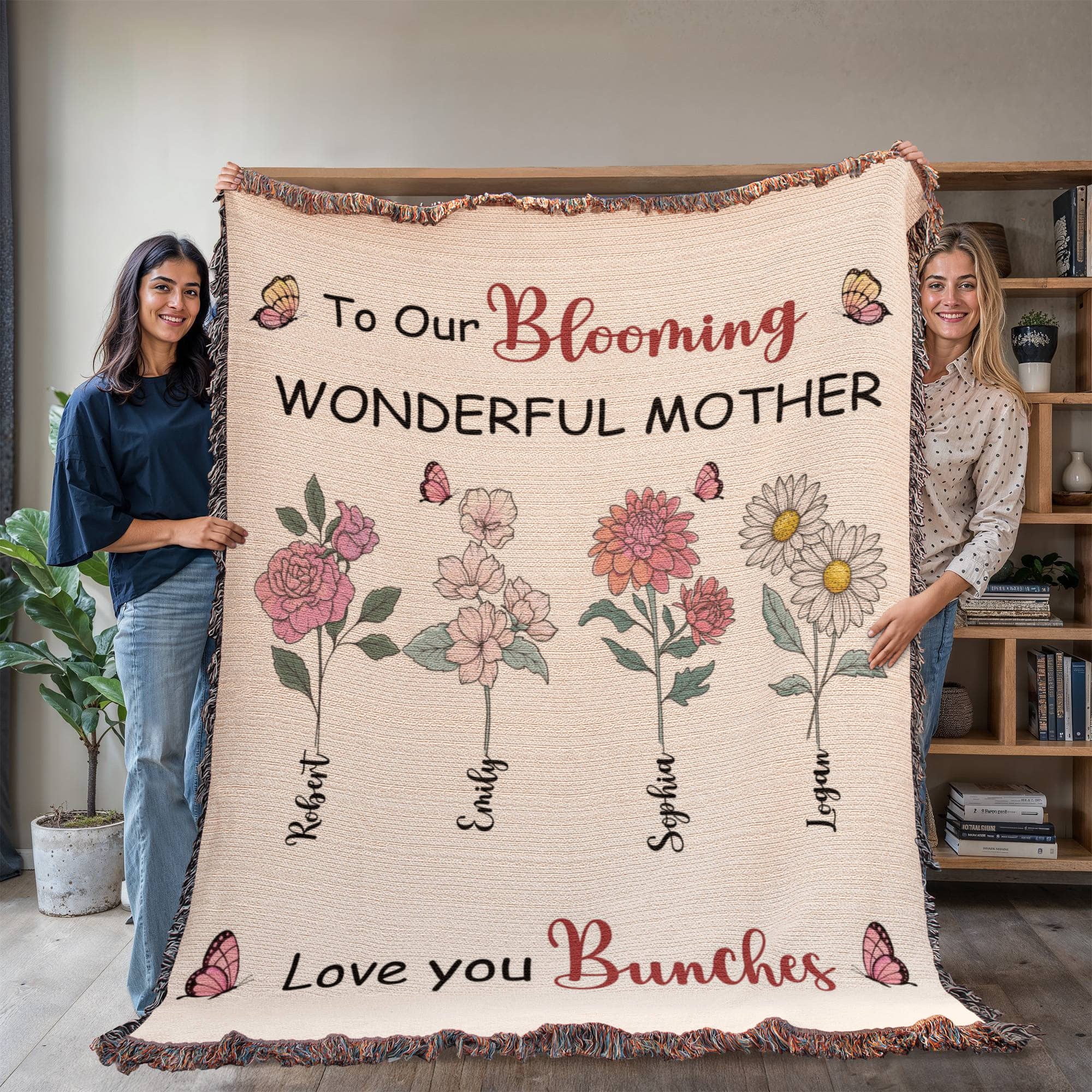 Personalized Blooming Wonderful Mother Blanket
