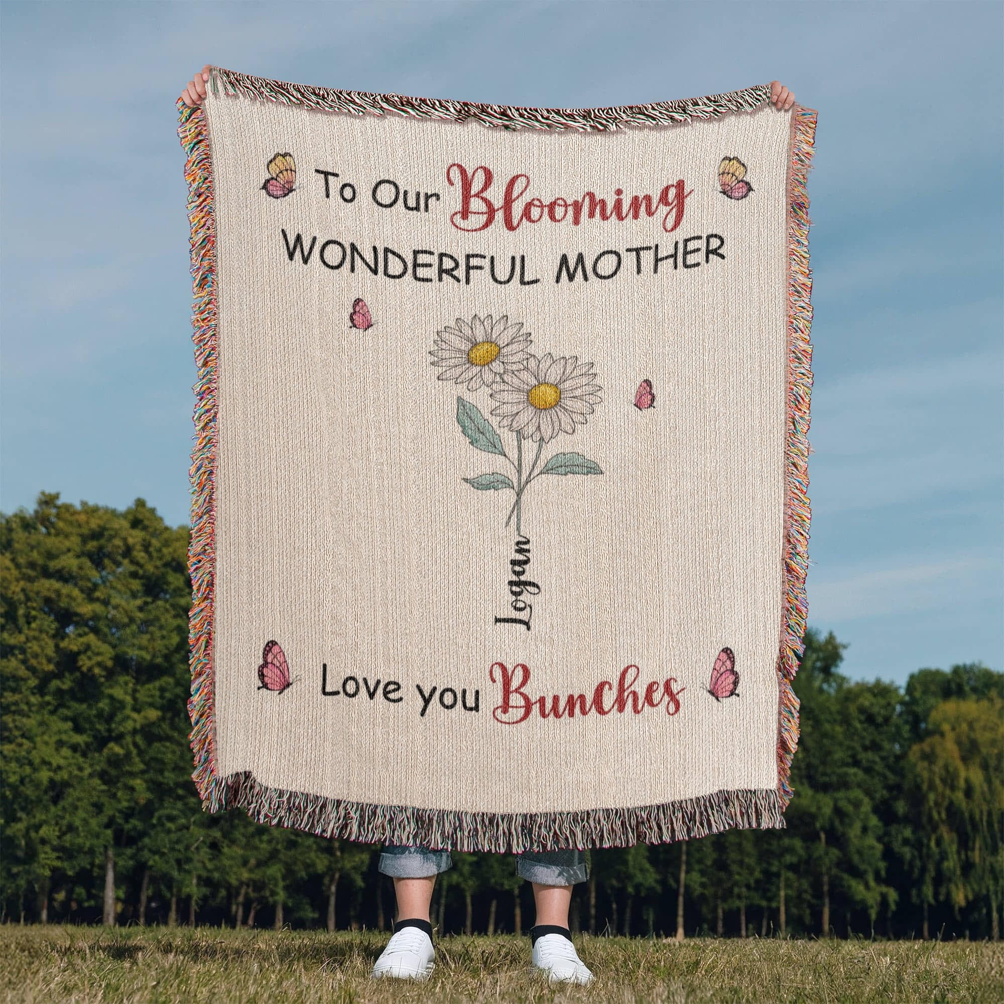 Personalized Blooming Wonderful Mother Woven Blanket – Custom Flower Name Family Throw, Mother’s Day Gift from childen Personalized Blooming Wonderful Mother Woven Blanket – Custom Flower Name Family Throw, Mother’s Day Gift from childen