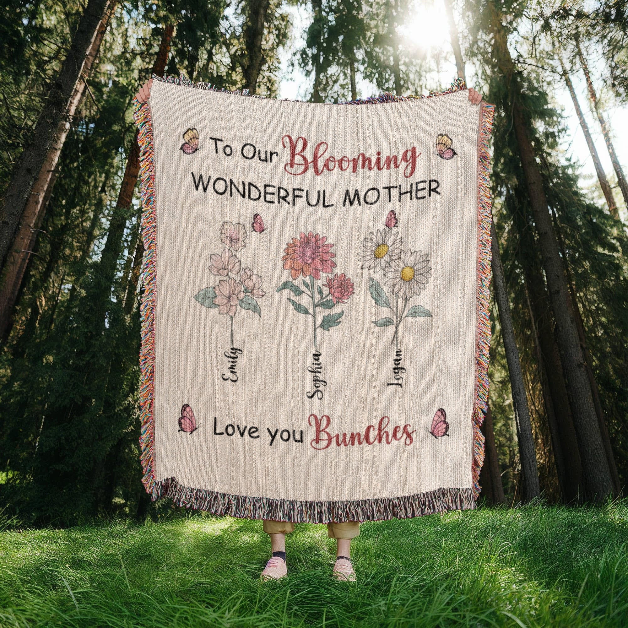 Custom Flower Name Mom Blanket