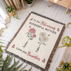 Personalized Blooming Wonderful Mother Woven Blanket – Custom Flower Name Family Throw, Mother’s Day Gift from childen Personalized Blooming Wonderful Mother Woven Blanket – Custom Flower Name Family Throw, Mother’s Day Gift from childen