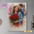 canvas Personalized Couple Rose Canvas | Romantic Couple Portrait Wall Art | Custom Love Artwork | Anniversary & Valentine's Day Gift Personalized Couple Rose Canvas | Romantic Couple Portrait Wall Art | Custom Love Artwork | Anniversary & Valentine's Day Gift