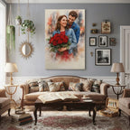 canvas Personalized Couple Rose Canvas | Romantic Couple Portrait Wall Art | Custom Love Artwork | Anniversary & Valentine's Day Gift Personalized Couple Rose Canvas | Romantic Couple Portrait Wall Art | Custom Love Artwork | Anniversary & Valentine's Day Gift