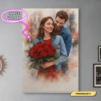 canvas Personalized Couple Rose Canvas | Romantic Couple Portrait Wall Art | Custom Love Artwork | Anniversary & Valentine's Day Gift Personalized Couple Rose Canvas | Romantic Couple Portrait Wall Art | Custom Love Artwork | Anniversary & Valentine's Day Gift