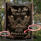 Throw Blankets Personalized Couple Woven Blanket | Till Death Do Us Part Skeleton Blanket | Custom Name Anniversary Throw |Personalized Couple Blanket Personalized Couple Woven Blanket | Till Death Do Us Part Skeleton Blanket | Custom Name Anniversary Throw |Personalized Couple Blanket