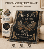Throw Blankets Personalized Couple Woven Blanket | Till Death Do Us Part Skeleton Blanket | Custom Name Anniversary Throw |Personalized Couple Blanket Personalized Couple Woven Blanket | Till Death Do Us Part Skeleton Blanket | Custom Name Anniversary Throw |Personalized Couple Blanket